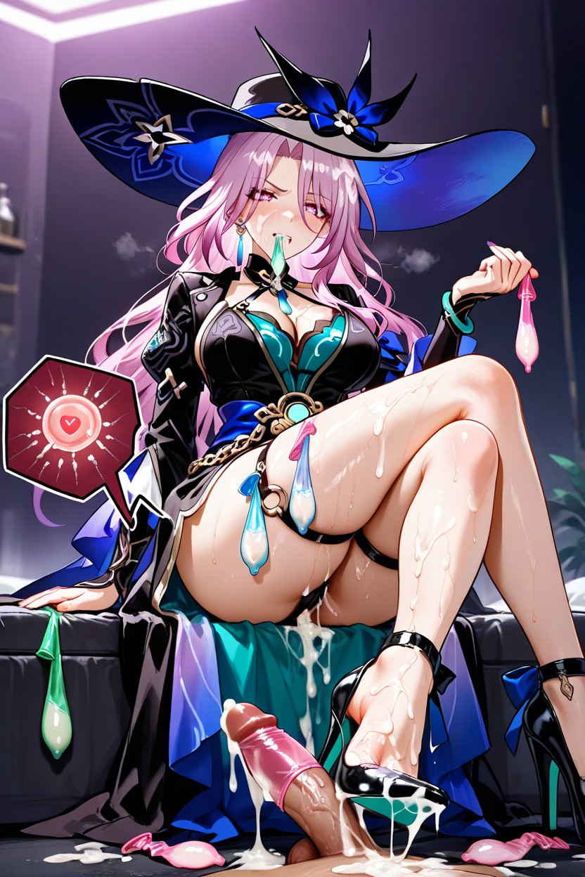 Drinking Semen, Footjob, Holding A Used Condom In Hands Hentai AI Porn