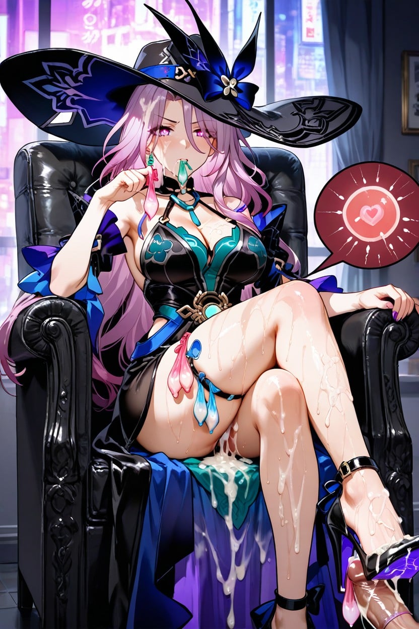 Holding A Used Condom In Hands, Cum On Face, Skinny Hentai AI Porn