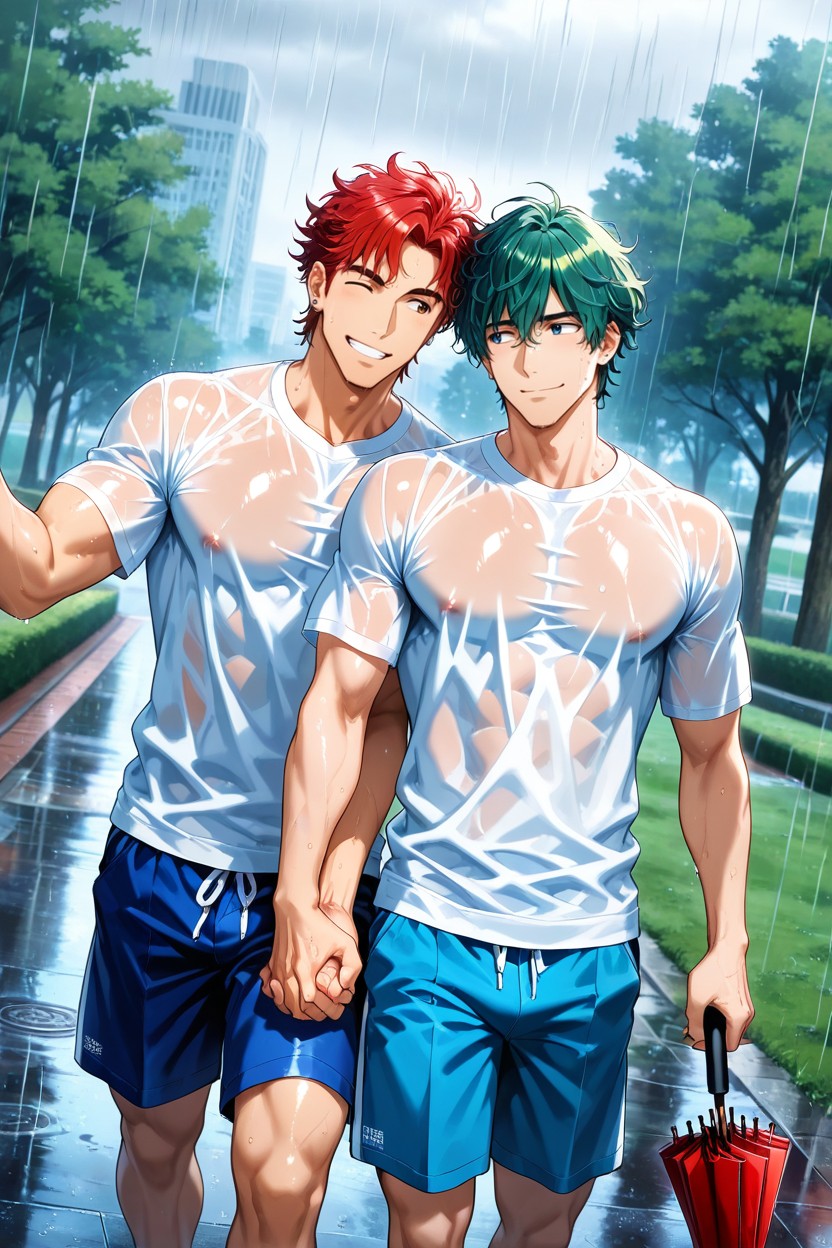 Athletic Body, Only Men, Japanese AI Gay Porn