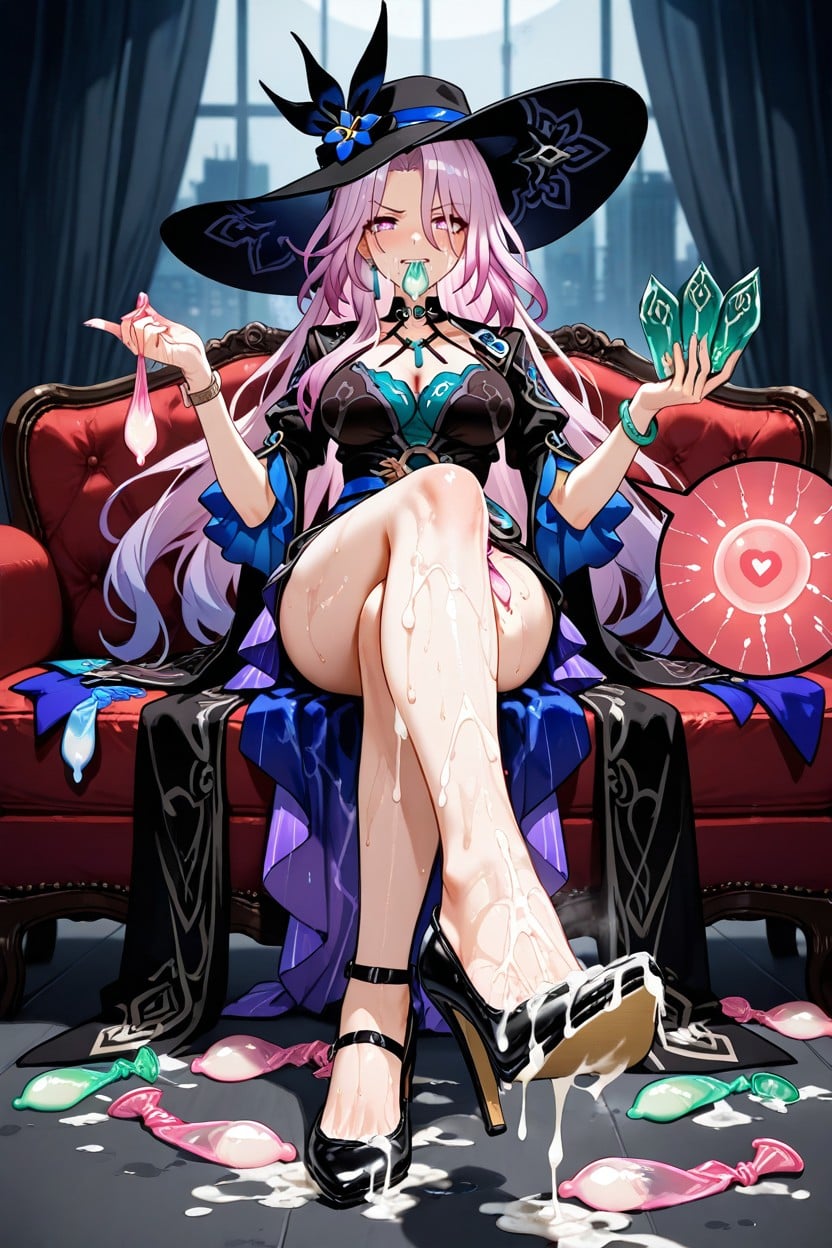 Foot Inside Semen Soaked High Heel, Legs Crossed, Cam Covered Clothes Hentai AI Porn
