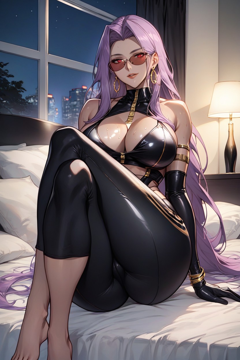 Yoga Pants, Night, Sitting On Bed Hentai AI Porn