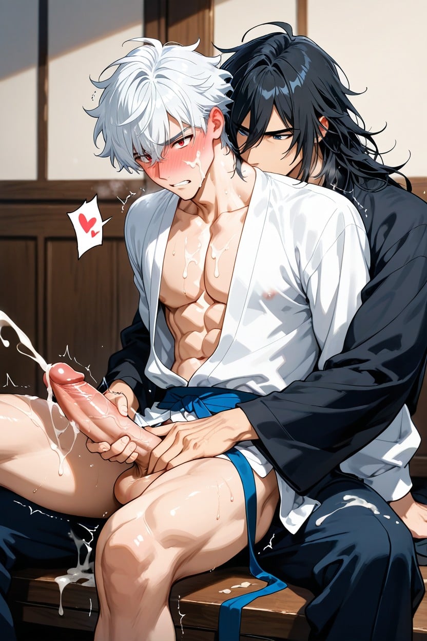 Full-face Blush, The Second One Has Black Hair And Blue Eyes, Lewd AI Gay Porn