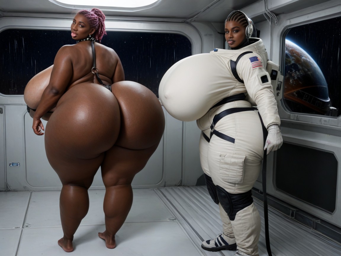 Pink Hair, Ssbbw, Very Dark Skin AI Porn