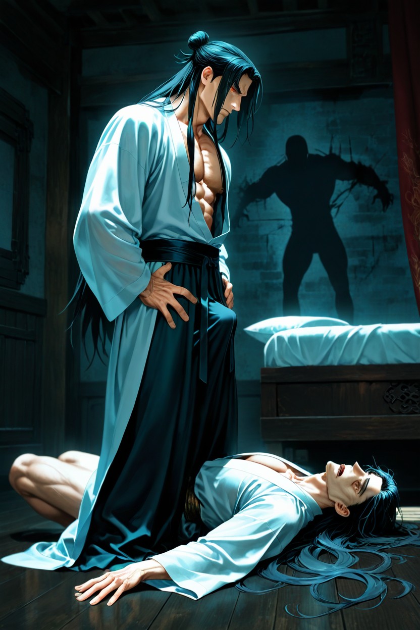 No Pants, Chinese Hanfu, Arms On His Side AI Gay Porn