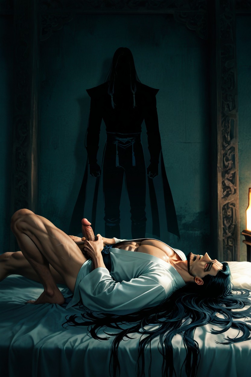 Hands Clutching Into The Bed, No Pants, Arms Down AI Gay Porn