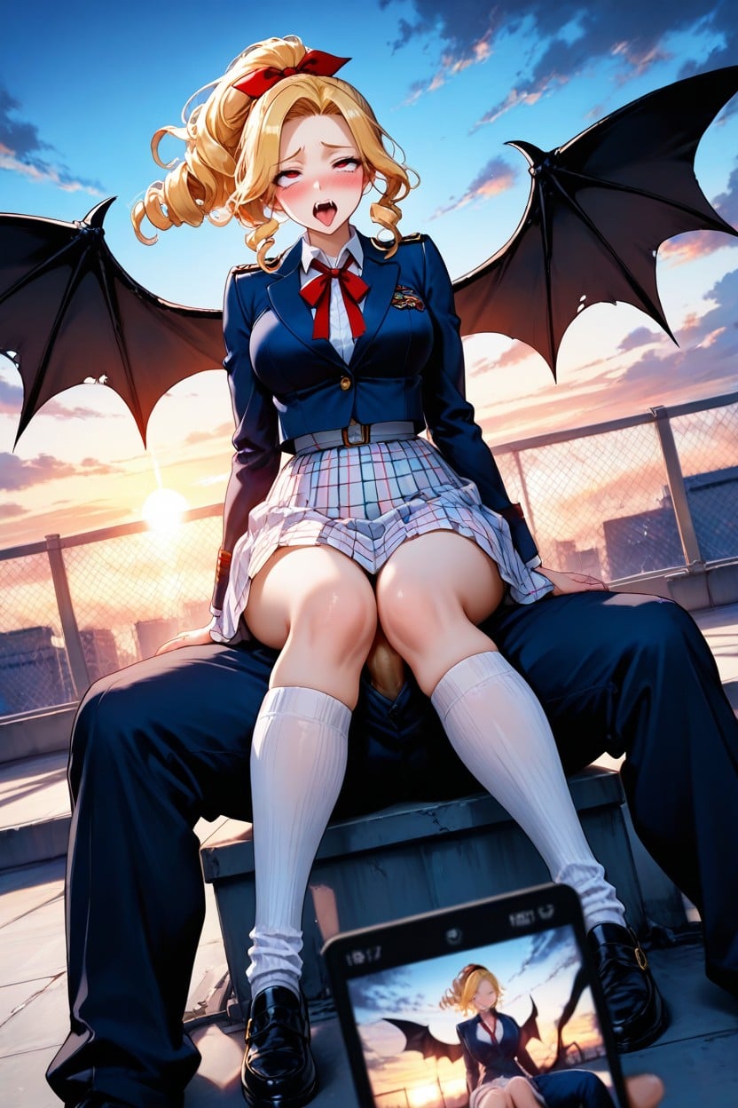 Curly, Big Black Wings, Red Eyes Hentai AI Porn