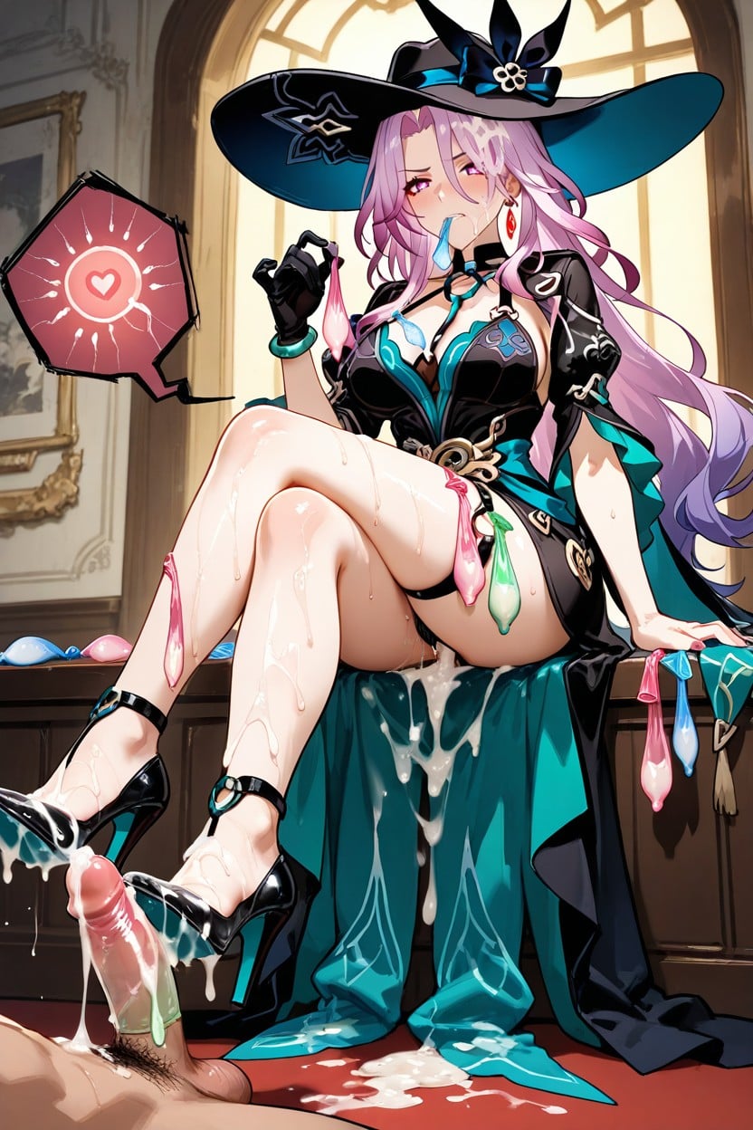Condom, Cum On Shoes, Snake-like Pupils Hentai AI Porn