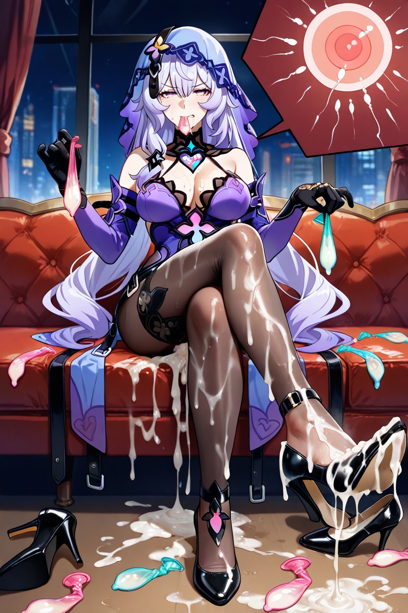 Style Anime, Legs Crossed, Angry Hate Eyes Hentai AI Porn