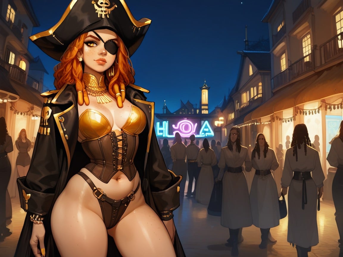 Light Tan Skin, Rave Lighting, Pretty Mischievous Face Hentai AI Porn