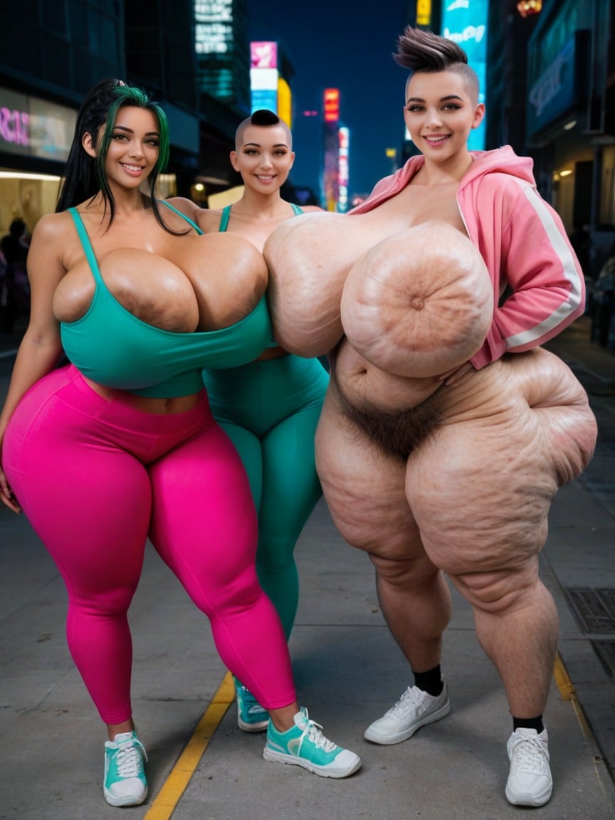 Neon Green Sport Shoes, Cellulite Gigantic Ass, Dark Skin AI Porn