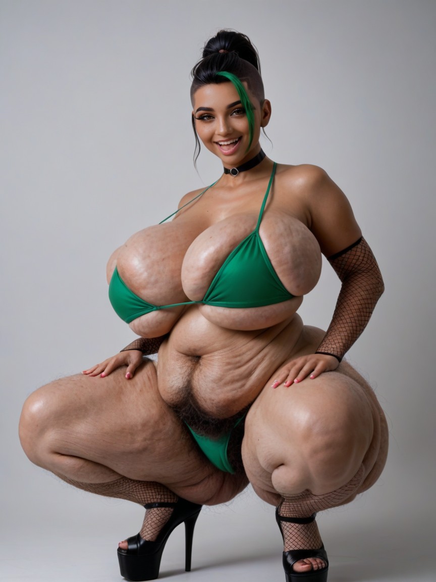 Ultra High Definition, Perfect Hands, Green Streaked Hair AI Porn