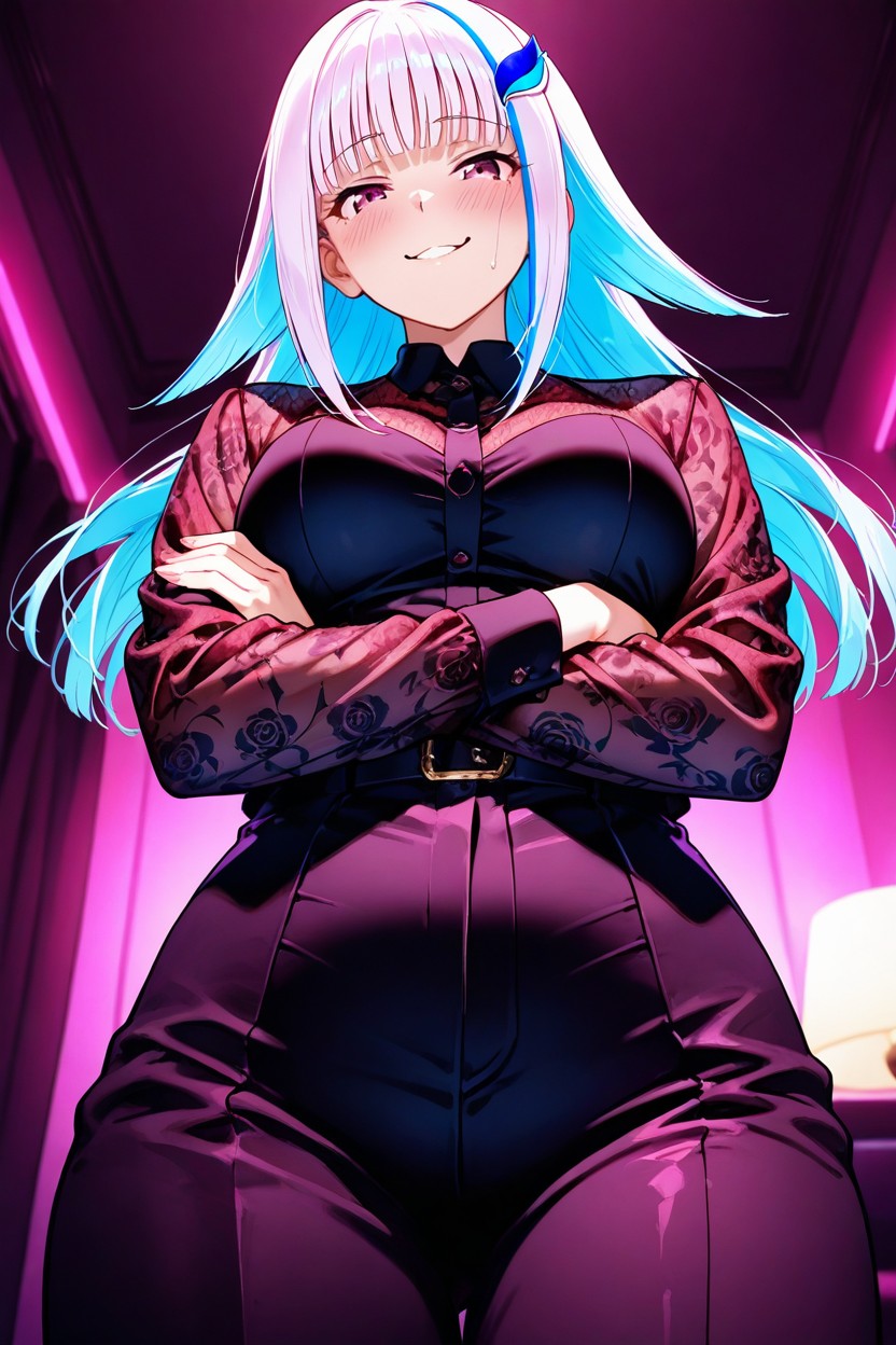 Warm Pink And Red Glow, Arms Crossed, Lize Helesta Hentai AI Porn