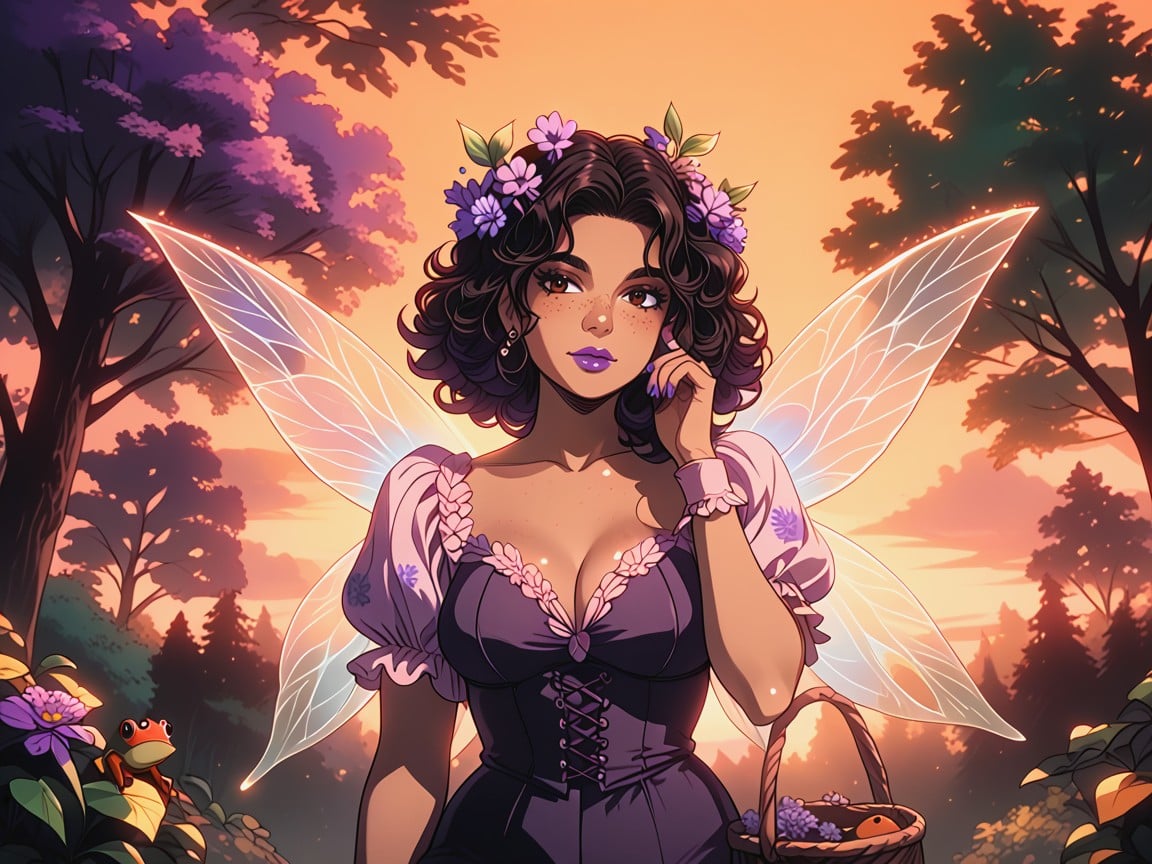 Tan Skin With Freckles Across Face And Body, Black Permed Hair, Fairy Costume Porno latina IA