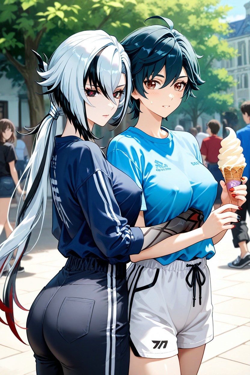 Hair, Tomboy Woman Genshin Impact Style Art, A Mole Below The Left Eye Hentai AI Porn