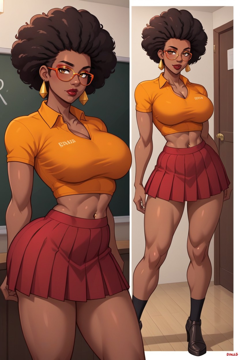 Dark Skinned Female, More Cleavage, Artist Dross Artstyle Hentai AI Porn