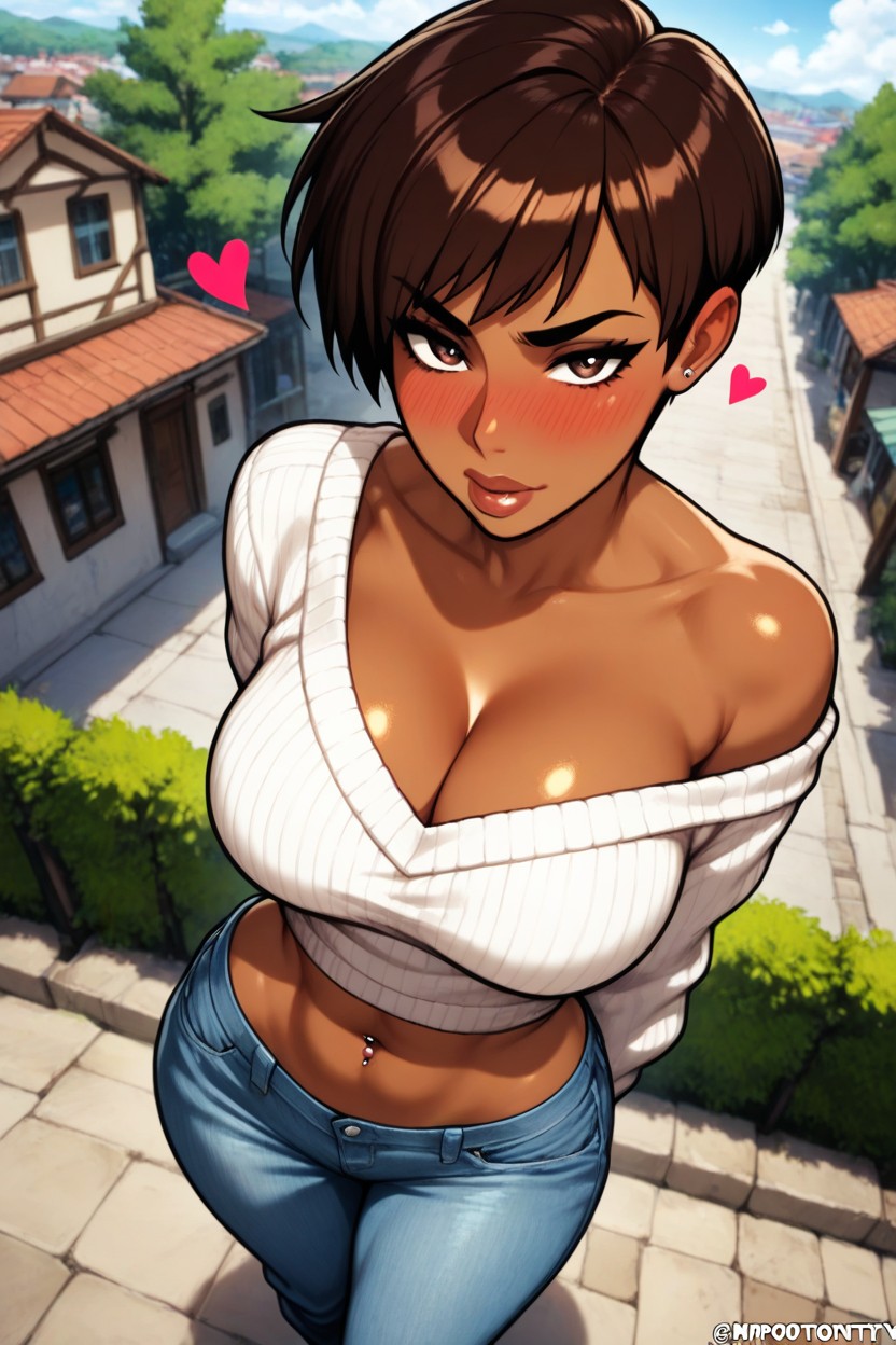 Skinny, Town, Brunette AI Porn