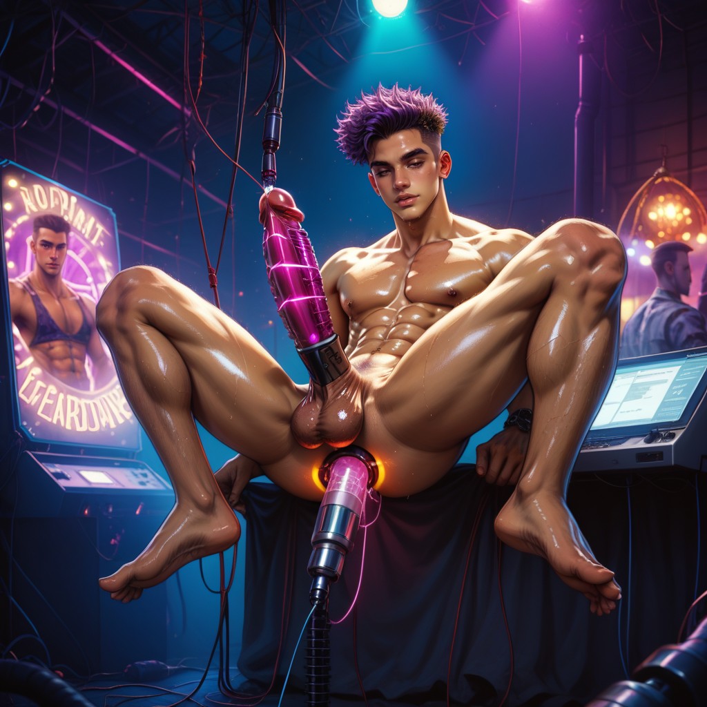Wires, Shaved Head, Carnival AI Gay Porn