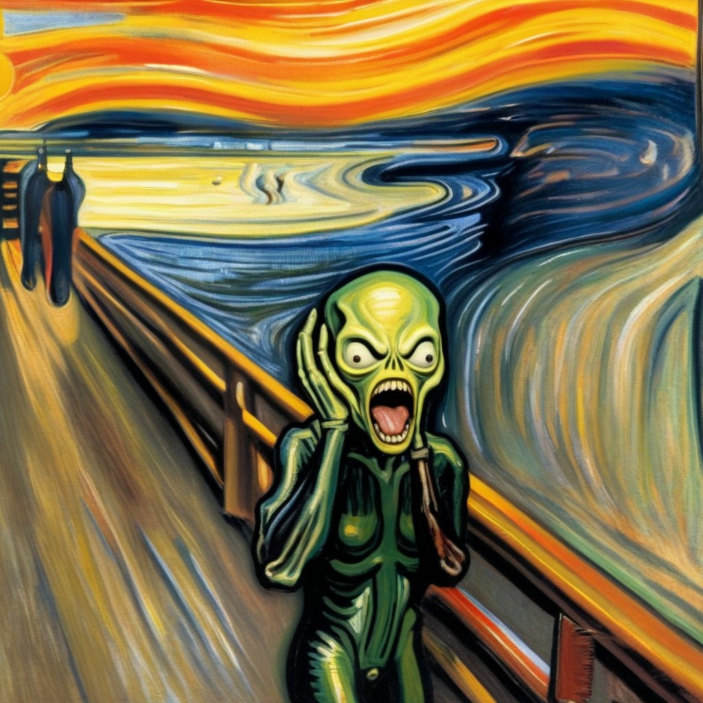 The Scream By Van Gogh, The Scream By Van Gogh, Horror Monsters In The Line On People AI Porn