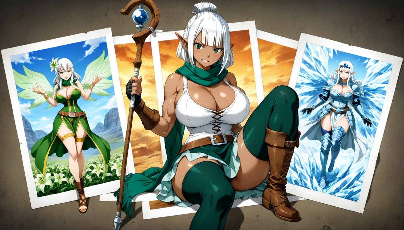 White Hair, Boots From Mid Calf To The Foot Without Medieval Laces, Medieval Hentai AI Porn