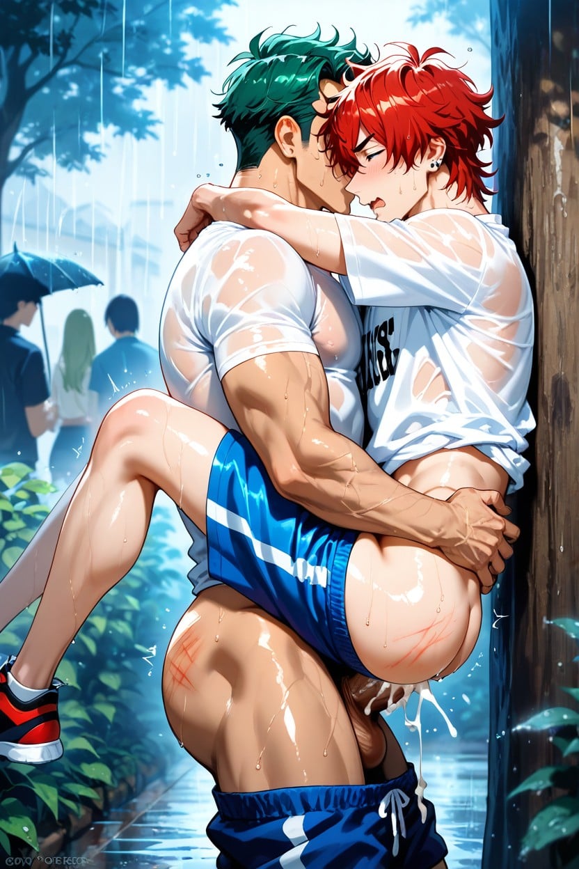 Round Butt, Under A Tree, Gay Men AI Gay Porn