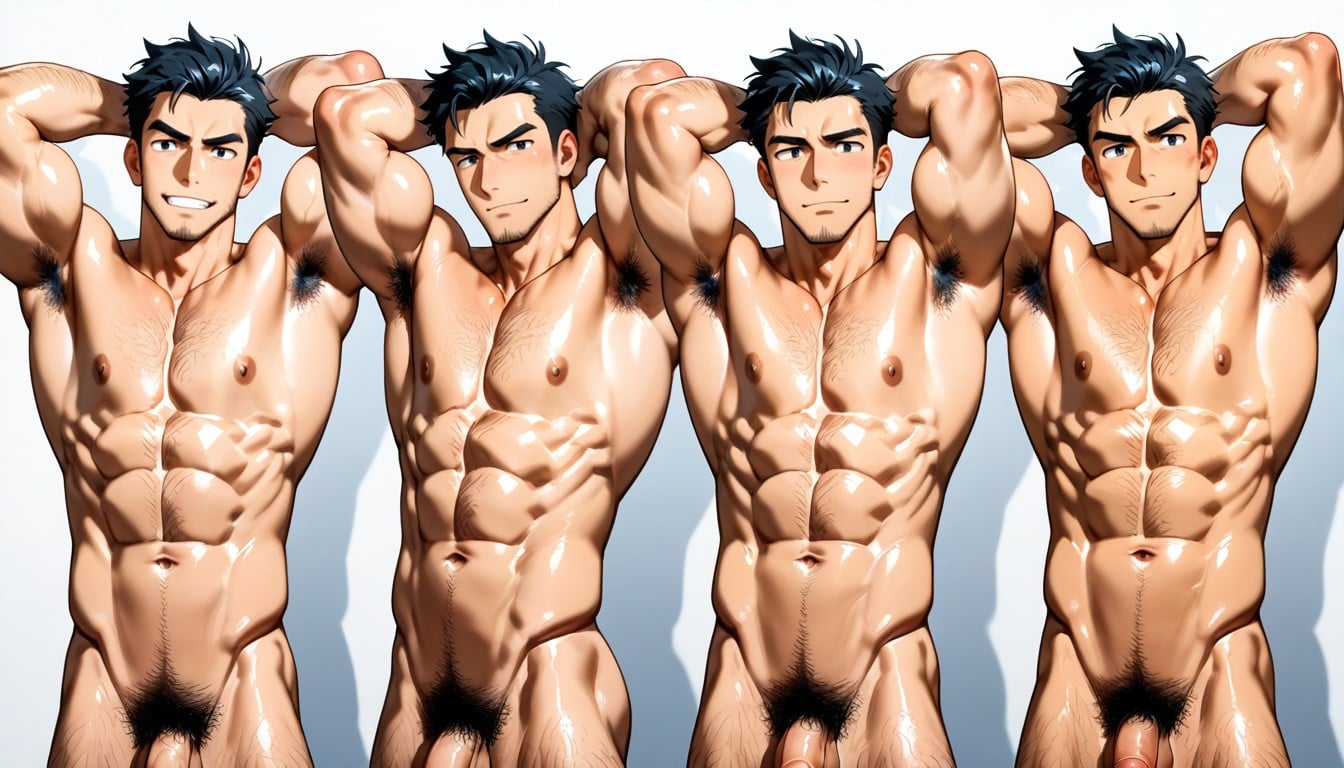 Arms Up, Pubic Hair, Giving A Good View Of Their Bodies AI Gay Porn