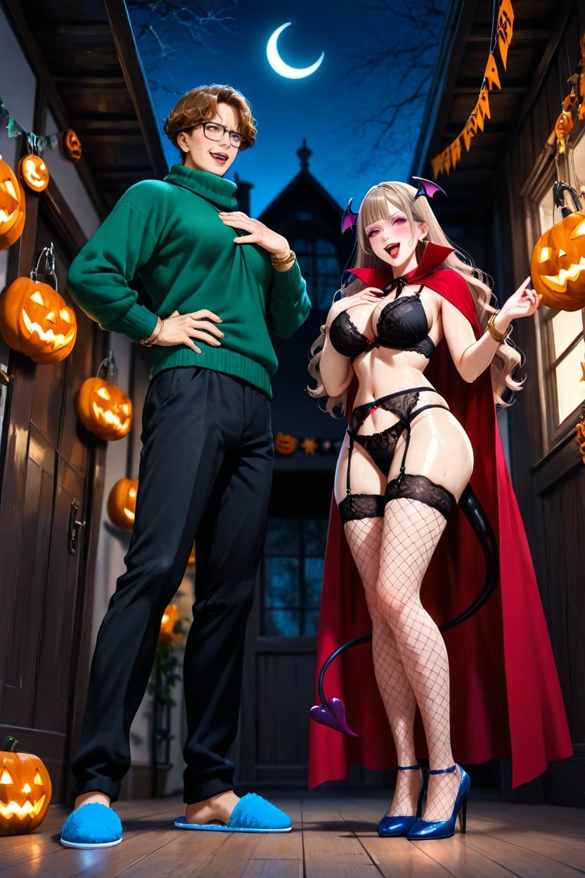 Duo, Dark Red Lips, Night Time Hentai AI Porn