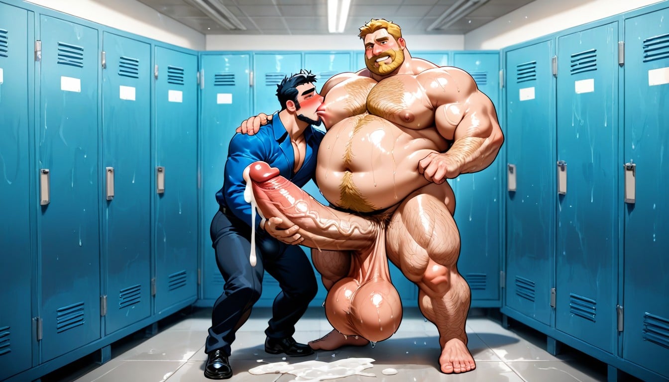 Man Suck Nipple, Moustache, Muscular AI Gay Porn