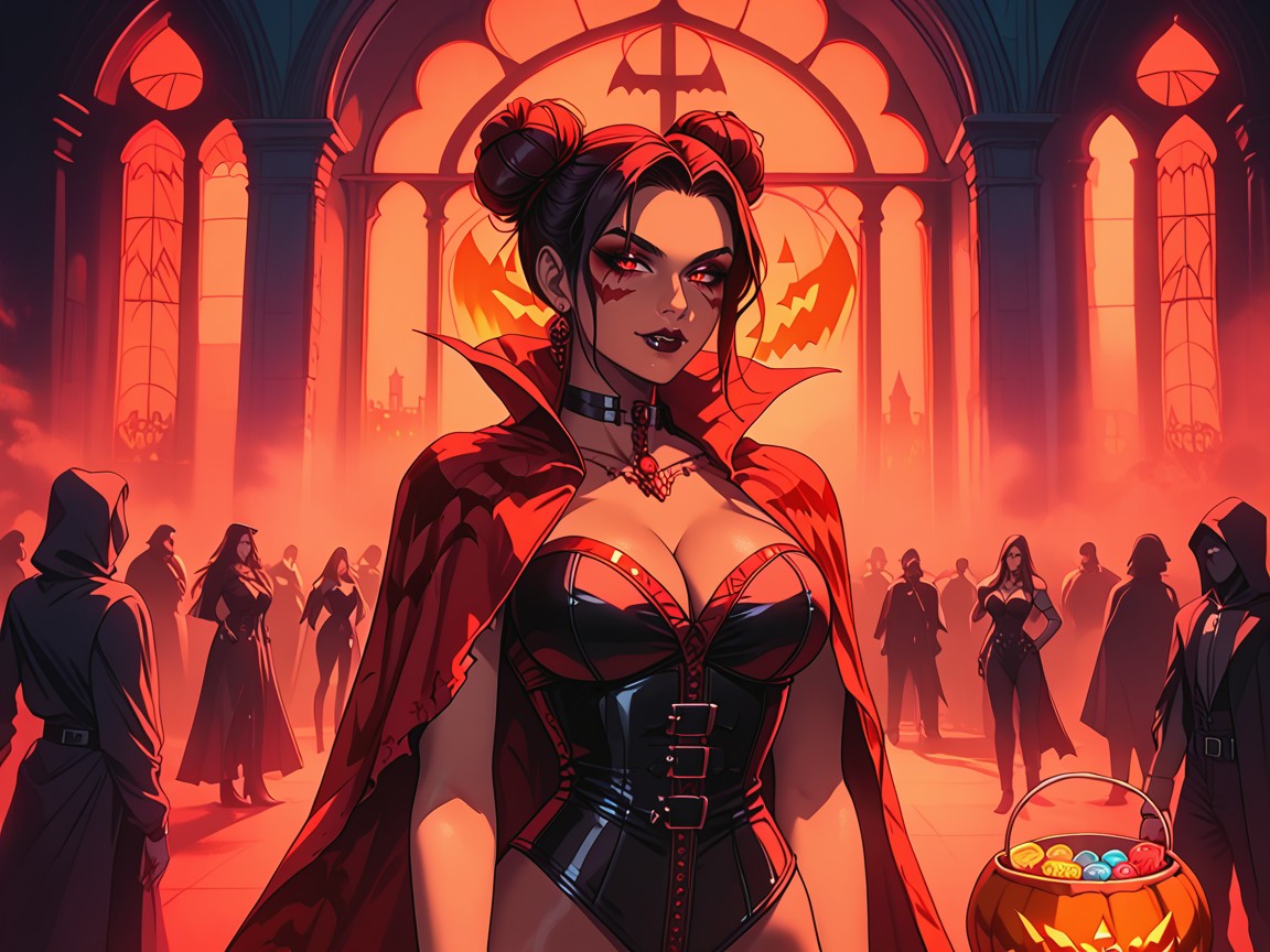 Mansion Location, One Latina Woman, Woman Offering Candy From Red Halloween Bowl Porno latina IA