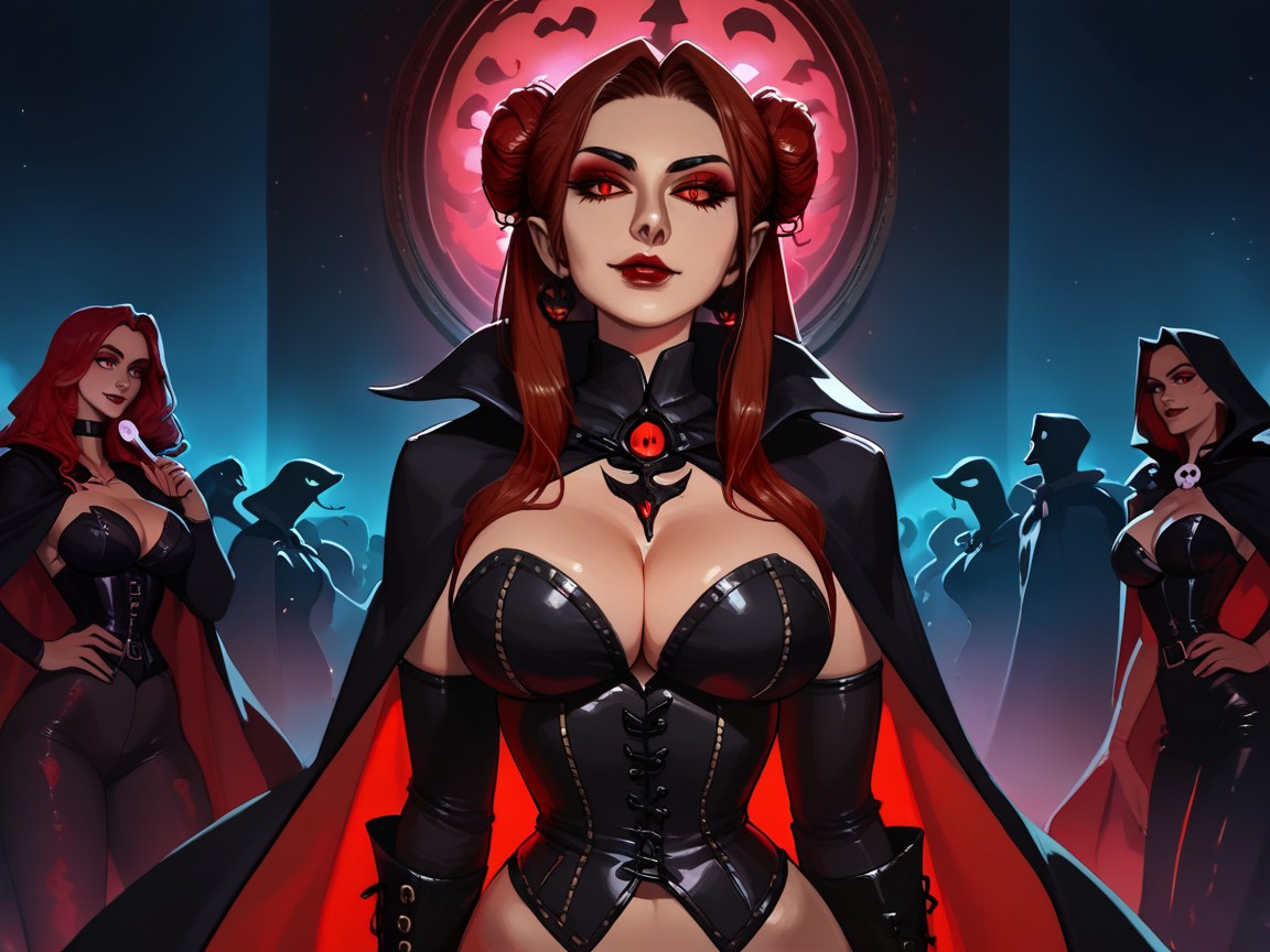 Cape, Black Corset Top, Breast Implants Hentai AI Porn