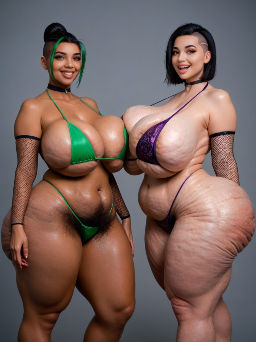 Bimbo, Black Hair, Cellulite Gigantic Ass AI Porn