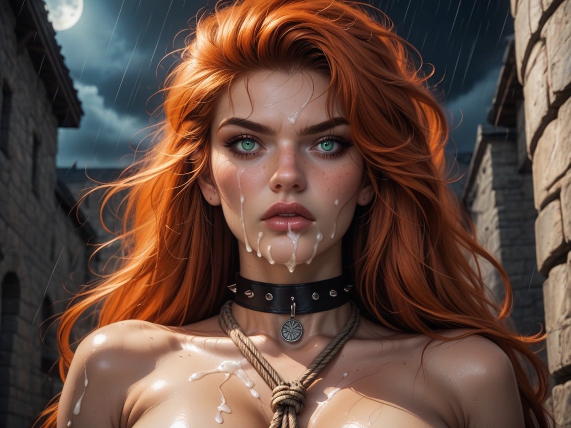 Ultra High Details, Cum Dripping From Chin, Bokeh AI Porn