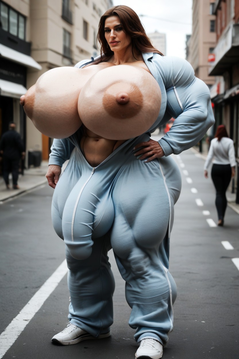 Hyper Huge Muscles, Onesie, Hyper Gigantic Massive Muscles Woman Shemale AI Porn
