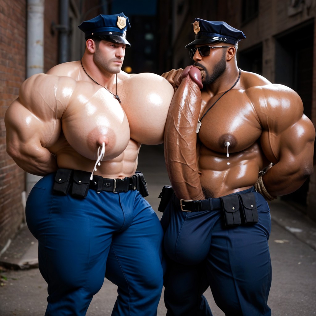 Black Skin, Hyper Thick Thighs, Milk Man's Arms Tied Behind Back AI Gay Porn