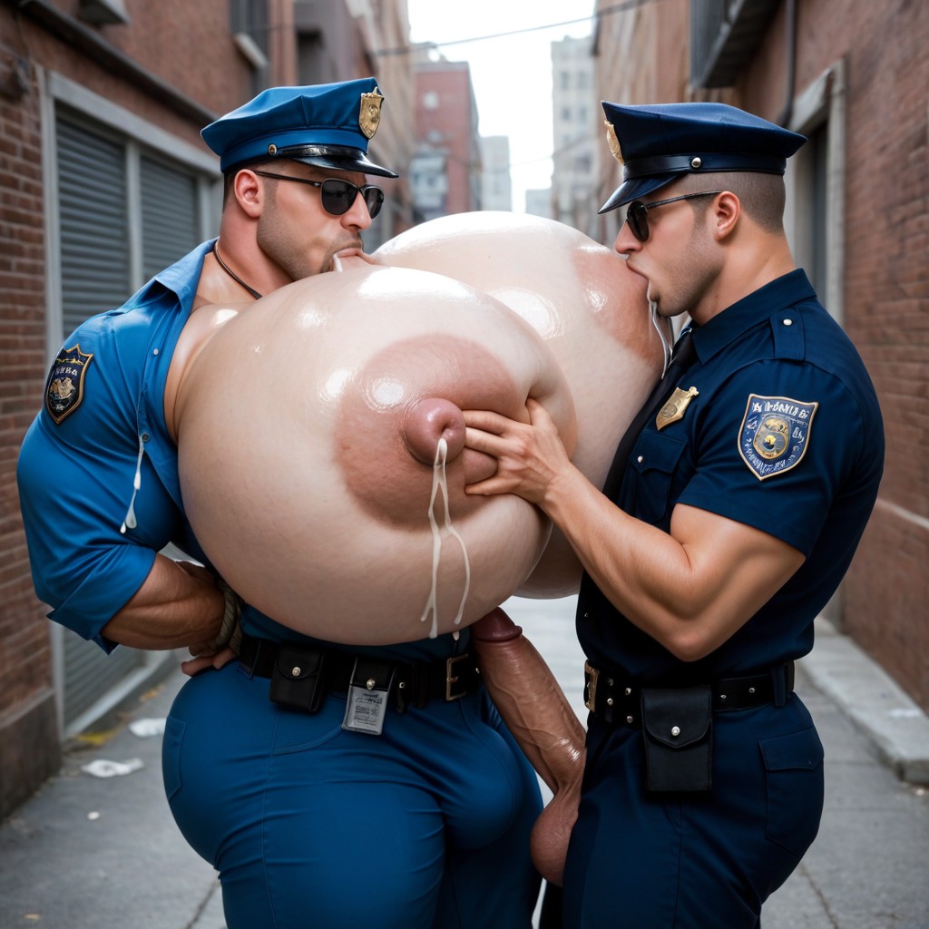 Erect Gigantic Penis, Groping Nipple, Hyper Bulky AI Gay Porn