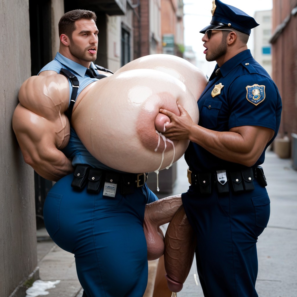 Pec Garbbing, Extremely Large Ass, Hyper Pecs AI Gay Porn