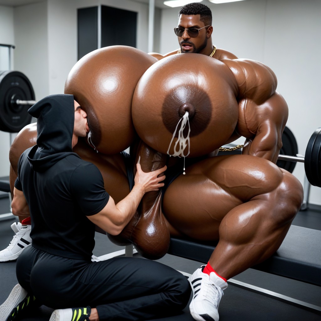 Gigantic, Sitting, African Man AI Gay Porn