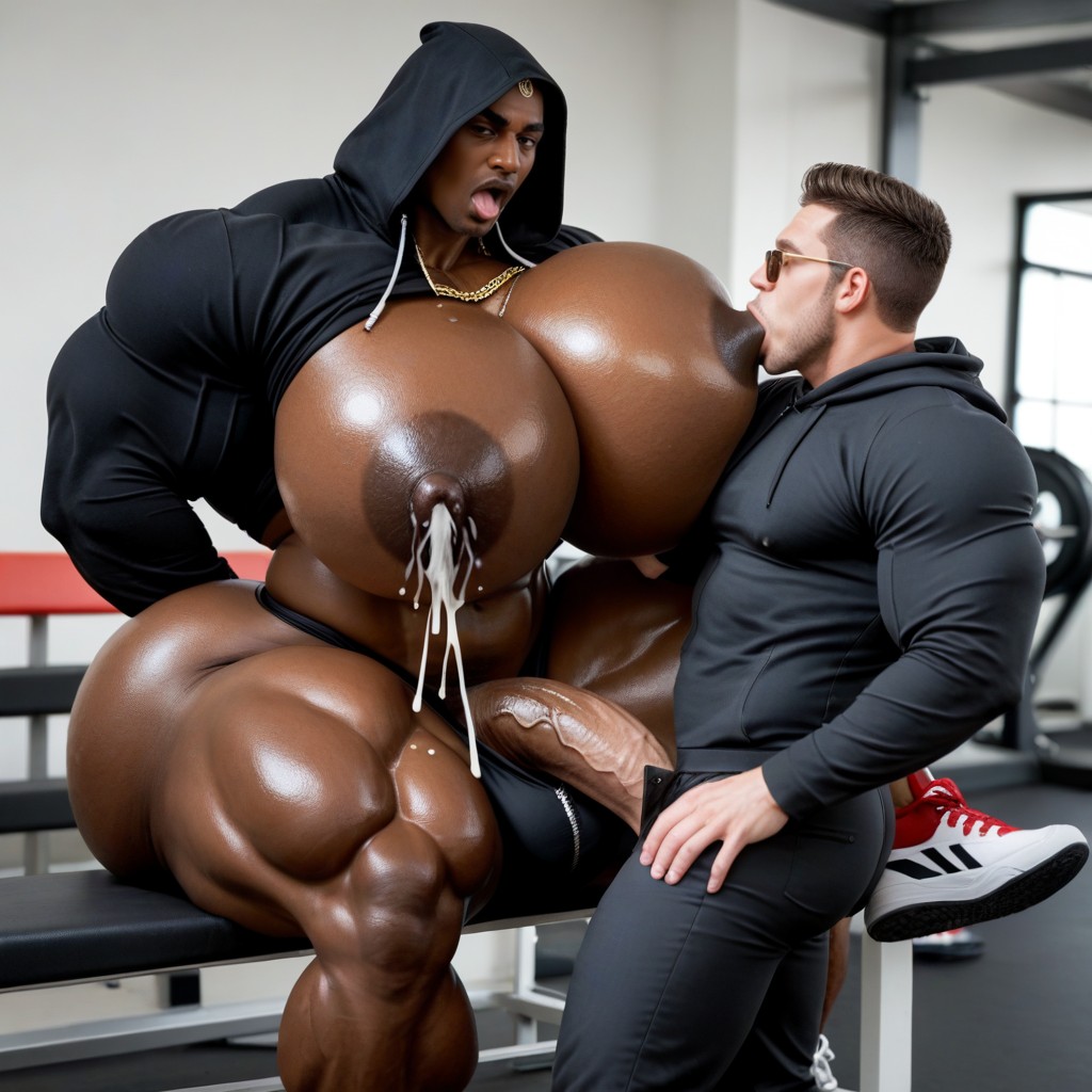 Sucking Nipples, Giant Dildo Penetrating Milk Man's Ass, Big Bulge AI Gay Porn