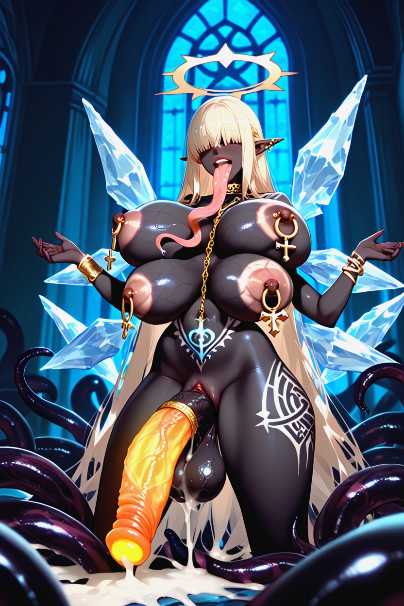Excessive Cum, Tentacle In Pussy, Gold Jewelry Shemale AI Porn