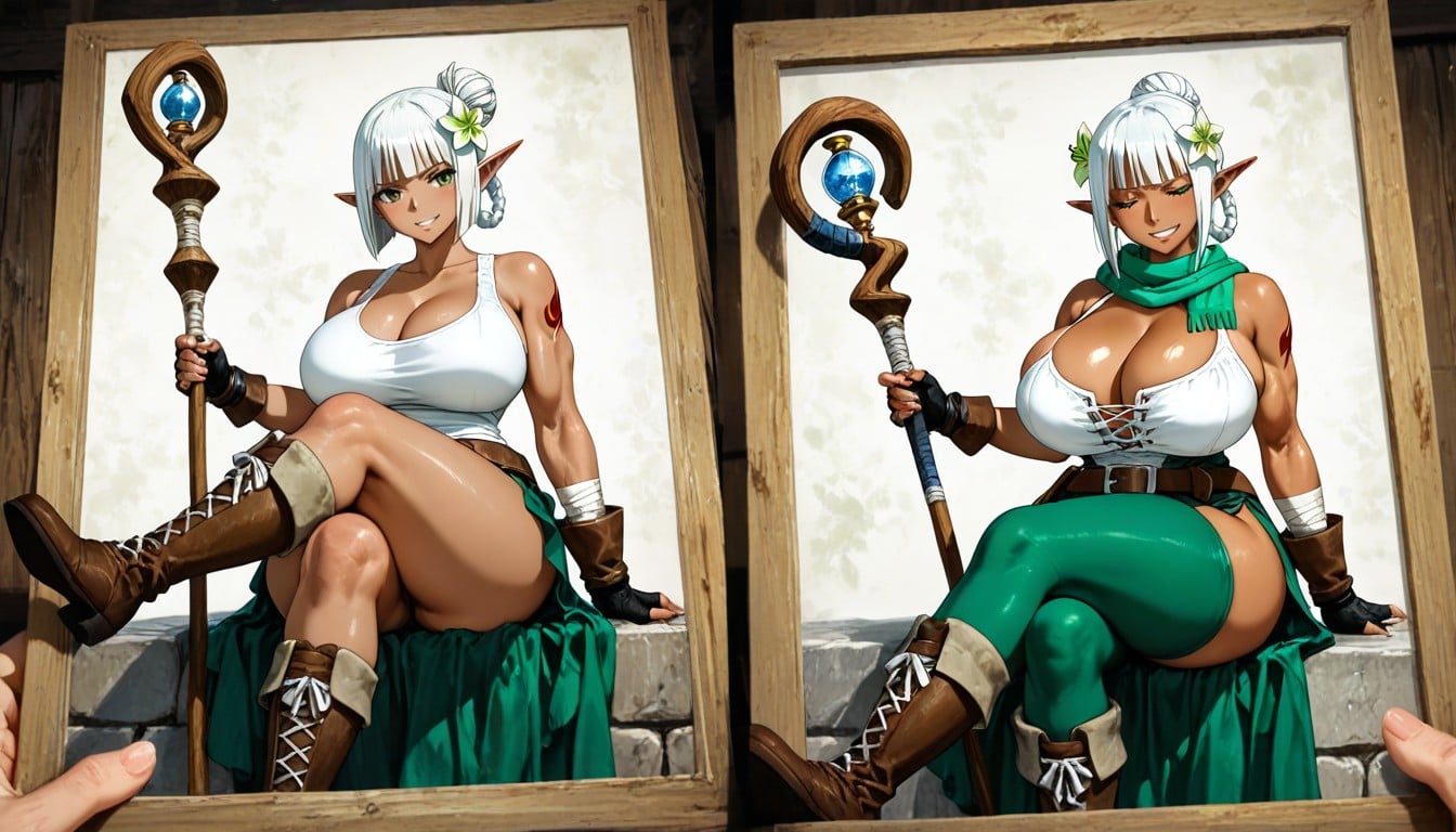 Sitting On Top Of A Red Dragon, Grinning, Boots From Mid Calf To The Foot Without Medieval Laces Hentai AI Porn