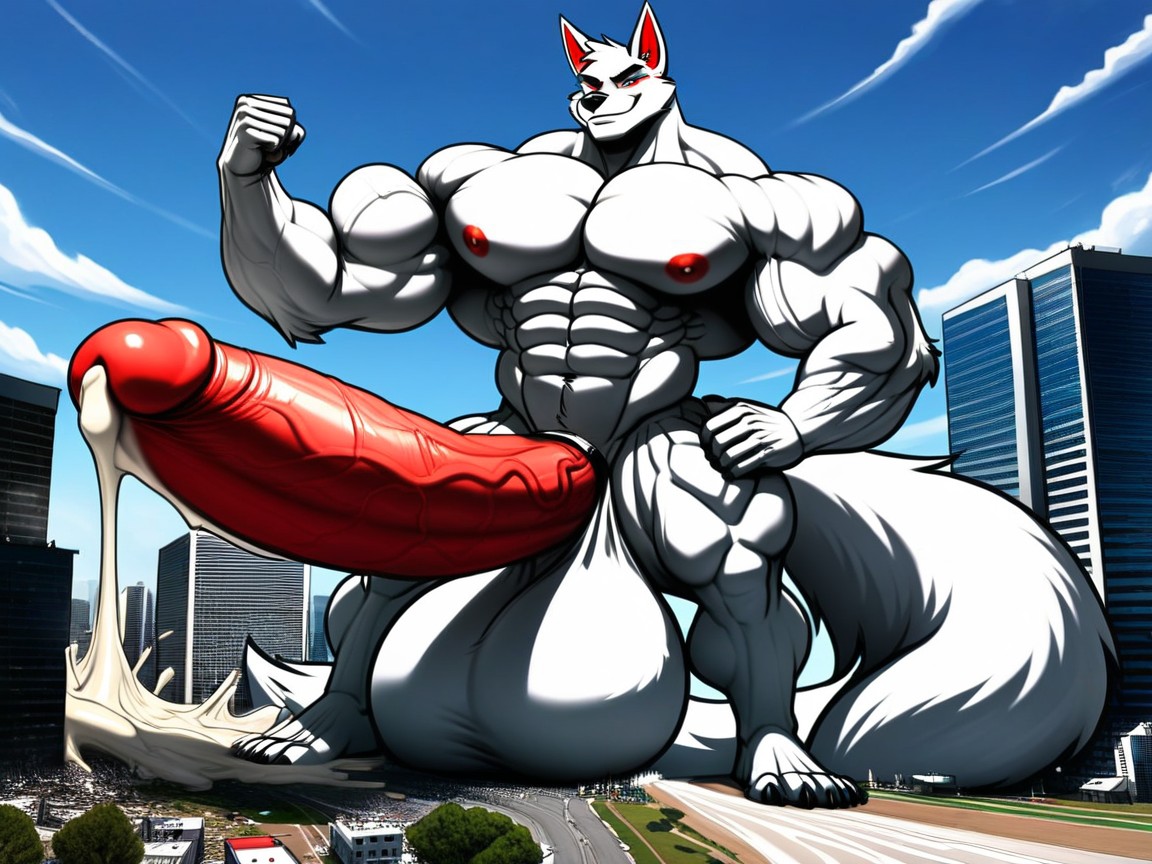 Thick Cock, Impossibly Long Hyper Penis, Huge Muscular Arms Furry AI Porn