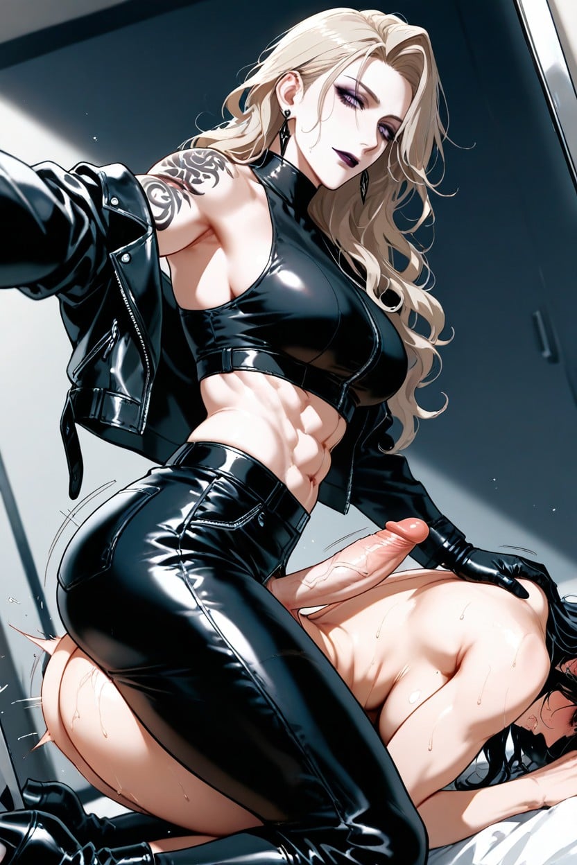 Futa Focus, Black Mid-calf Martens Boots, Futa Fuck Female Hentai AI Porn