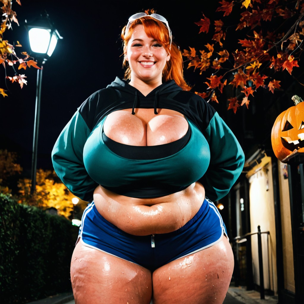 Strong Body, Wearing Hoodie, Super Fat BBW AI Porn