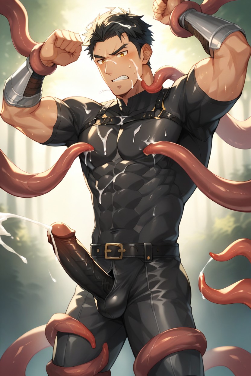Cum On Face, Body Restraint By Tentacles, Form Fitting Clothes AI Gay Porn