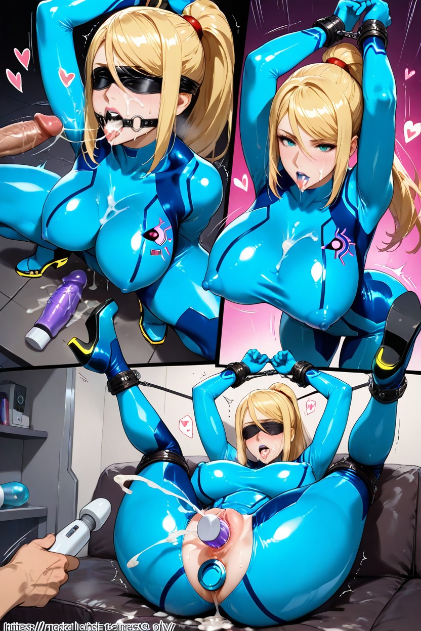 Cum On Zero Suit Breasts, Light Blue Vaginal Dildo, Hentai Doujin Hentai AI Porn