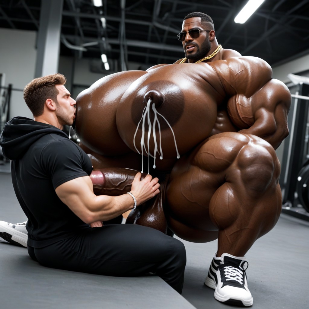 Rough Squeeze, Oiled Skin, Black Zip Up Hoodie AI Gay Porn