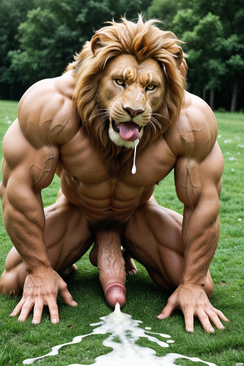 Wide View, Lion Face, Meadow AI Gay Porn