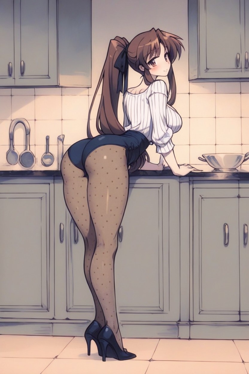 Delicate Frame, Looking Back At Viewer, Thick Thighs AI Porn