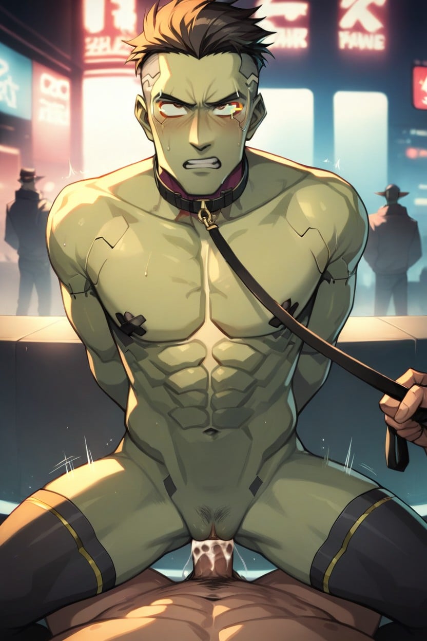 Motion Lines, Man With Vagina, Club Cyberpunk AI Gay Porn