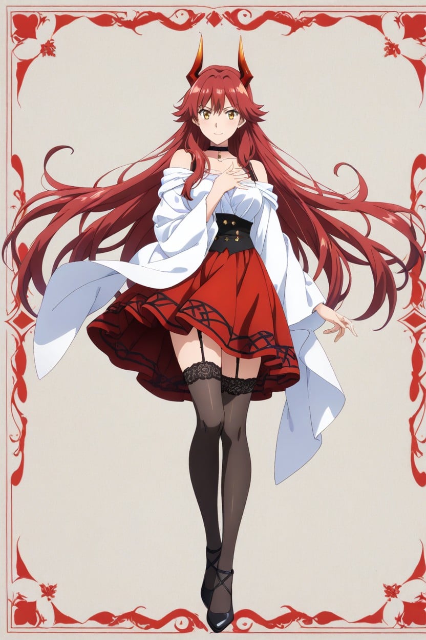 Full Body, Detailed Anime Shading, Balanced Vivid Red Tones Hentai AI Porn