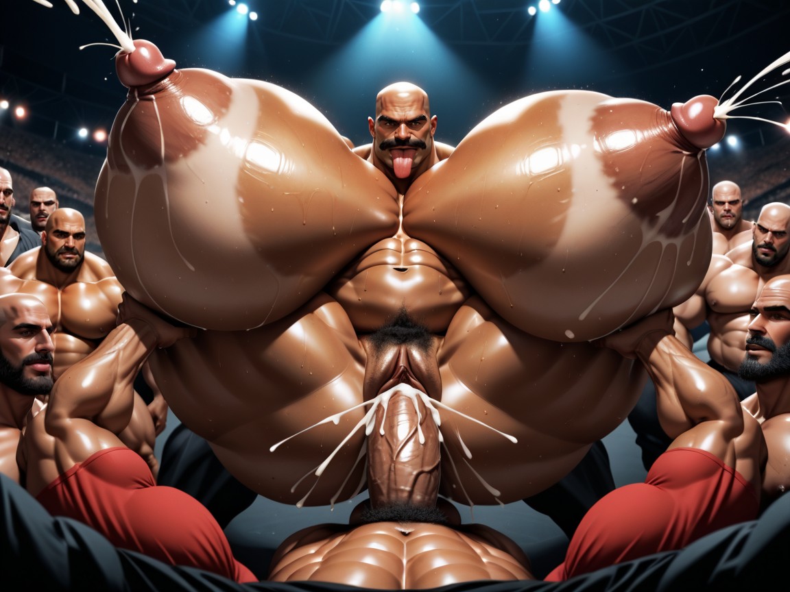 Sweaty, Big Pecs, Hyper Bulky Tanned Skin AI Porn